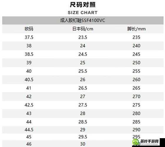 日本尺码和欧美尺码对照表：精准对比与详细解析